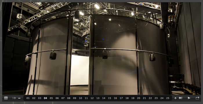 [A panoramic screen in studio 1 at RPI's EMPAC.]