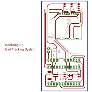 [An EAGLE CAD-based image of the circuit diagram for Redefining 5.1’s head tracking electronics system.] 